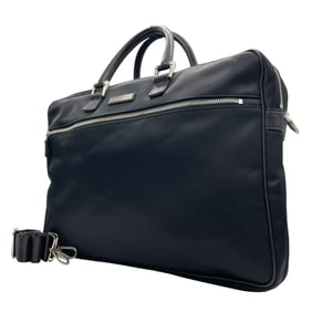 Burberry Men's 2-Way Briefcase, Nylon and Leather, Black with Silver Hardware