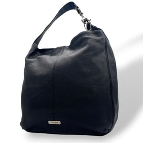 Coach A1480-F23309 Small Hobo Tote Bag, Black, One-Shoulder Leather, with Logo Tag and Silver