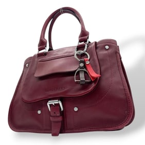 Longchamp Leather Handbag, Wine Red, with Charm, Y2K, Men's/Women's, s94