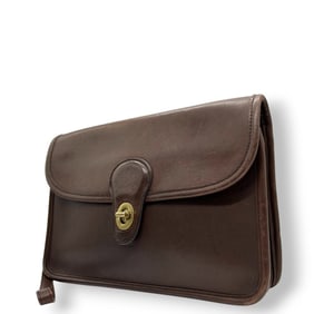 COACH Old Coach 2-Way Shoulder Bag 9971, Brown Glovetanned Leather with Turnlock Clutch, Made in USA