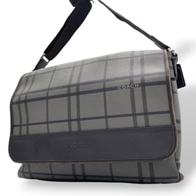 Coach U2 messenger bag/shoulder bag in gray and black with a check pattern