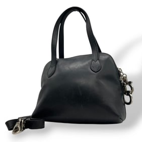 Salvatore Ferragamo 2-way leather handbag with Gancini charm, shoulder bag crossbody strap, silver
