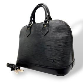 Louis Vuitton LV Epi Alma Shoulder Bag/Handbag, Dome-Shaped, with Padlock, 2-Way, Noir Black, Gold