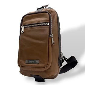 Coach U2 Leather Body Bag, One-Shoulder, Crossbody, Brown, Silver Hardware, Men's and Women's
