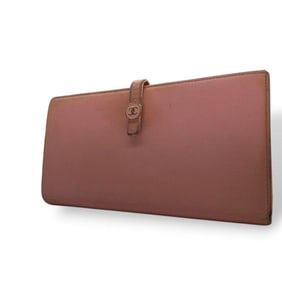 CHANEL W1 Pink Coco Mark Flap Wallet with Leather and Gold Hardware