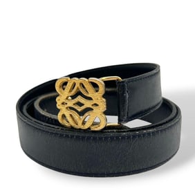 LOEWE Leather Belt, Navy, Anagram Logo, Gold Hardware, px-3