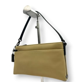 Coach Handbag 7407 Nylon Leather Beige Black Accessory Pouch One-Shoulder Mini Bag Compact Women's
