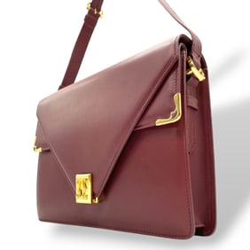 Cartier Must Line Leather Shoulder Bag, Bordeaux, Double Flap, Gold Hardware, 11K