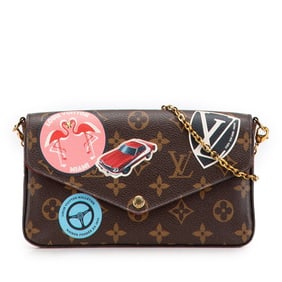 Louis Vuitton Monogram Pochette Felicie World Tour Chain Shoulder Bag M62145 Brown Multicolor PVC