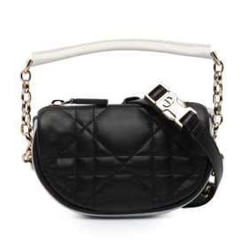 Christian Dior Cannage Pouch Handbag/Shoulder Bag in Black and White Leather for Women