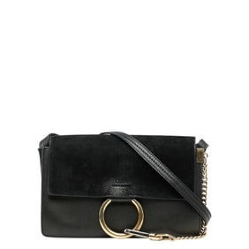 Chloé Chloe Faye Shoulder Bag in Black Leather and Suede for Women