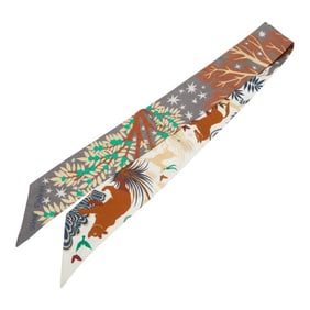Hermès Twilly LE CHARME D ORPHEE BA Scarf: Inspired by the charm of Orpheus. White multicolor.