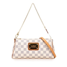 Louis Vuitton Damier Azur Eva Chain Shoulder Bag/Handbag N55214 White Leather Women's LOUIS VUITTON