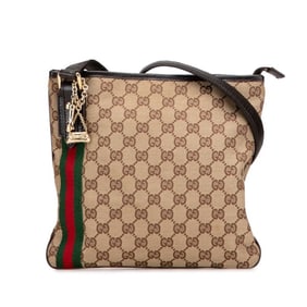 Gucci GG Canvas Sherry Line Crossbody Shoulder Bag 144388 Brown and Leather Women's GUCCI