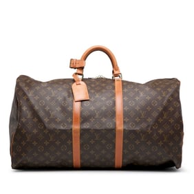 Louis Vuitton Monogram Keepall 60 Boston Bag/Travel Bag M41422 Brown PVC Leather Women's LOUIS