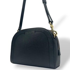 MARC JACOBS Shoulder Bag, Black Saffiano Leather, Crossbody, Gold Hardware, Logo Plate, Brand Logo,