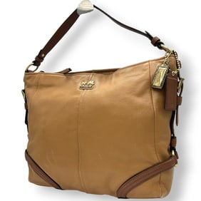 Coach Madison Leather Shoulder Bag 18901 Women's Horse and Carriage Logo Camel Brown S2