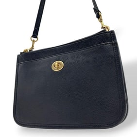 Coach Turnlock S8 Shoulder Bag, Leather, Crossbody, Black with Gold Hardware, C6663