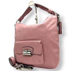 Coach 2-Way Shoulder Bag 14783, Pink Leather, Large Capacity, Can Be Carried Crossbody, Women's