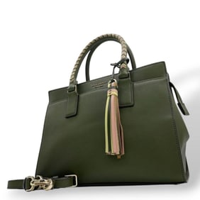 Kate Spade handbag, green, tassel, 2-way shoulder bag, leather, U12 tote yellow, pink, crossbody,