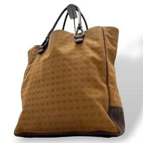BOTTEGA VENETA Tote Bag, Butterfly Print, Canvas and Leather, Brown, Logo, Handbag, One-Shoulder U2