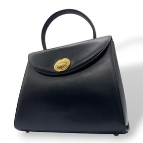 Givenchy Flap Leather Handbag, Black with Gold Hardware and Logo Plate, Tote Bag, Women's, Size F