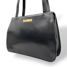 GIANNI VERSACE Gianni Versace Medusa One-Shoulder Shoulder Bag in Black Leather with Gold Hardware,