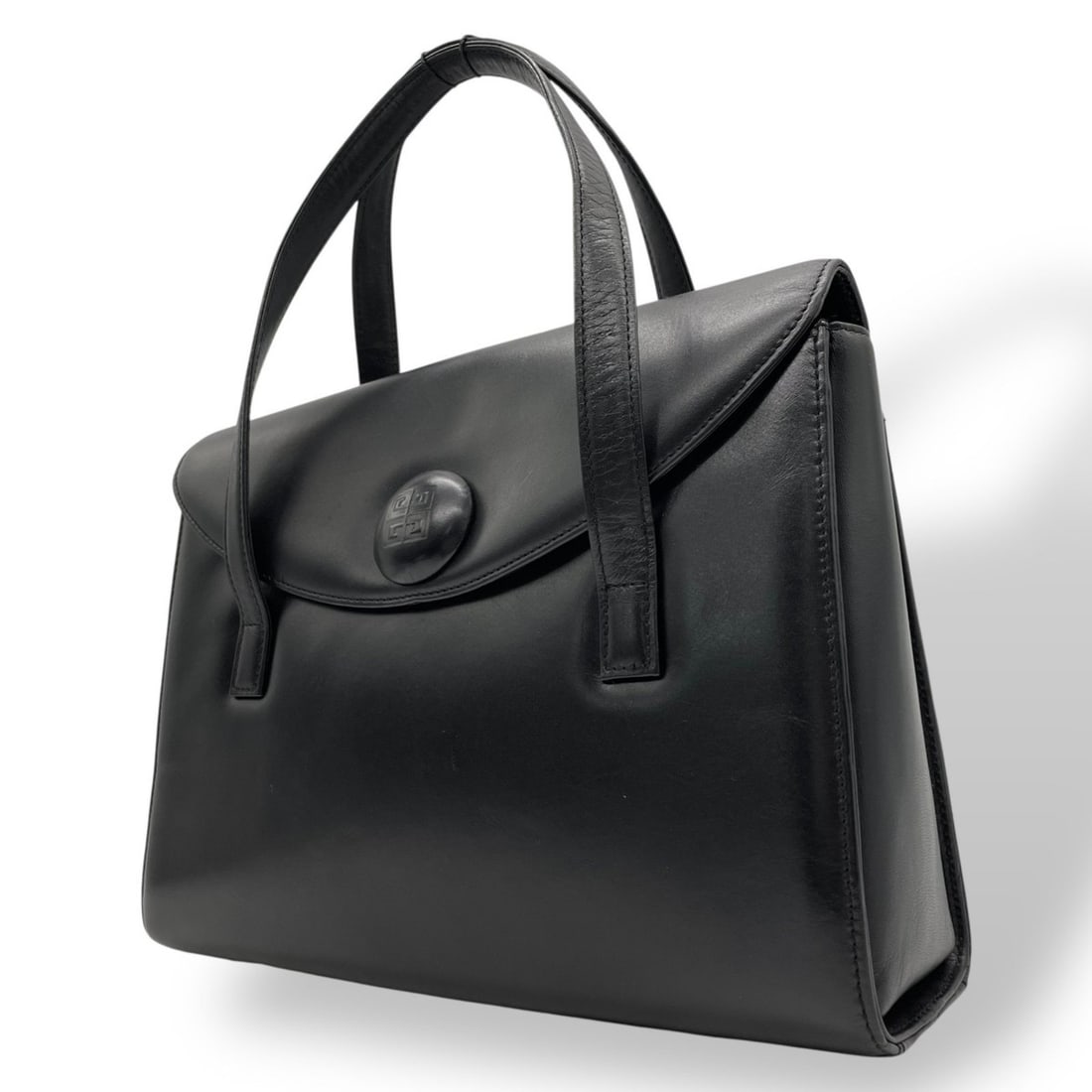 Givenchy Leather Handbag Tote Bag Black Logo Button Flap C1: --- Catalog ---Category: SizeSize (HxWxD): 21cm x 28cm x 8cm / 8.26'' x 11.02'' x 3.14''Category: DesignType: Handbag, Tote bagColor: BlackGender: WomenMaterial: Leather Category: GeneralBrand: Givenc