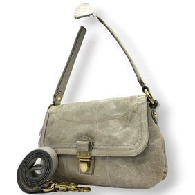 Coach Women's Shoulder Bag, Handbag, 2-Way, Gray Leather with Gold Hardware, D1182-18160, Can Be