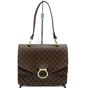 CELINE F09 Double Flap Handbag in Macadam Brown for Women
