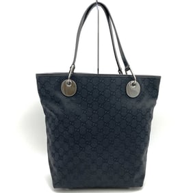 GUCCI 120836 Handbag Tote Bag Black GG Canvas Leather for Men and Women