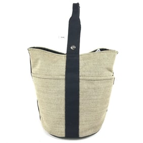 HERMES Saxo MM Handbag, Canvas, Women's, Black