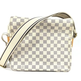 LOUIS VUITTON N51189 Damier Azur Naviglio Shoulder Bag in Canvas, Unisex, White