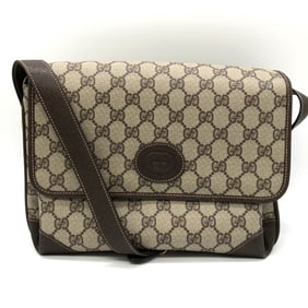 GUCCI 001 116 Shoulder Bag GG Supreme Leather Brown for Men and Women
