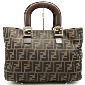 FENDI Zucca handbag tote bag nylon brown khaki women's