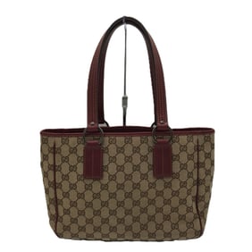 GUCCI 113019 GG Canvas Tote Bag, Handbag, Leather, Brown, for Men and Women