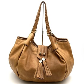 GUCCI 257029 Shoulder Bag Tote Brown Tassel Leather for Men and Women