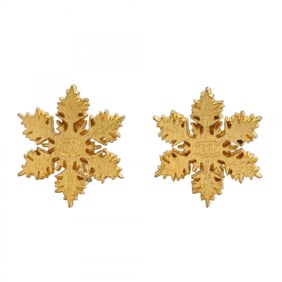 Chanel Coco Mark Snowflake Earrings, GP Plated Gold, Women's, P1342657