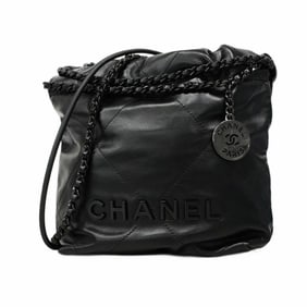 Chanel Shoulder Bag Chain 22 Lambskin Black Women's