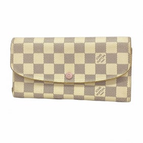 Louis Vuitton Damier Azur Portefeuille Emilie Long Wallet N41625 Rose Ballerine for Women
