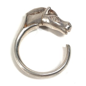 HERMES Cheval Horse Ring, Unisex, Silver, Size 12.5