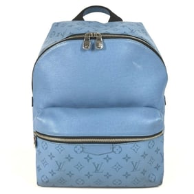 LOUIS VUITTON M30747 Taiga Rama Discovery Backpack PM, Leather/Monogram Canvas, Unisex, Denim Blue