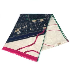 HERMES LAST NIGHT DJ fringe shawl/scarf/muffler in silk/cashmere, unisex, beige
