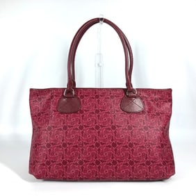 CELINE Logo Sulky Tote Bag Shoulder PVC/Leather Women's Red
