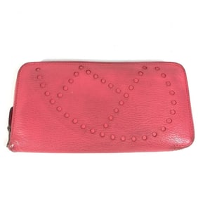 HERMES Evelyn Azap Long Wallet with Perforated Logo, Round Zipper, Chevre, Women's, Pink