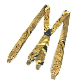 HERMES All-Over Print Silk Suspenders, Unisex, Yellow
