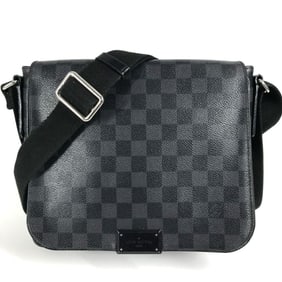 LOUIS VUITTON N41260 Damier Graphite District PM Flap Messenger Bag/Shoulder Bag in Canvas, Unisex,