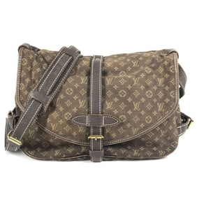 LOUIS VUITTON M95227 Monogram Minilan Saumur 30 Flap Shoulder Bag in Canvas, Women's, Fuzan Brown