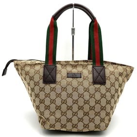 GUCCI 131229 Handbag, Beige and Brown GG Canvas, Sherry Line, for Men Women