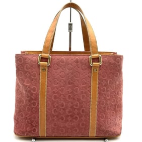 CELINE C Macadam Suede Leather Tote Bag, Pink, Women's
